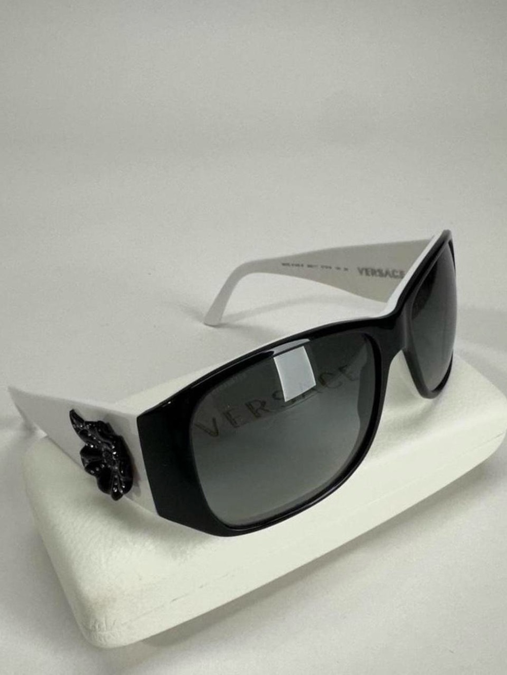 Versace Black and White Wide-Frame Women's Sunglasses
